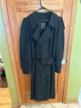 Dior Black Double-Breasted Trench Coat with Belt. 48L
